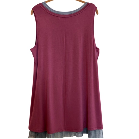 LOGO LAYERS by Lori Goldstein 2 Piece Tank Set Mesh Hem Soft Plum Blue Gray EUC - Picture 6 of 15